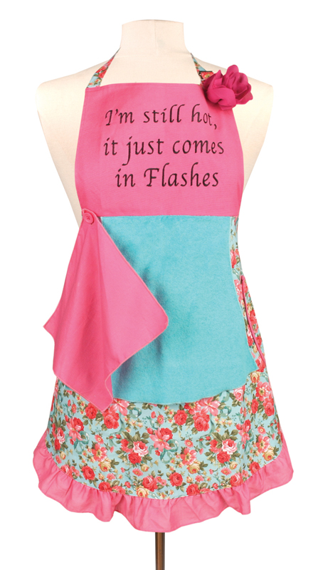 Manual Weavers 24" Geranium Pink "Hot Flashes" Embroidered Chef's Apron with Retro-Style Trim at Sears.com