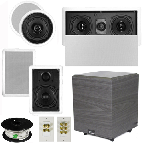 Theater Solutions 5.1 Home Audio Speakers 4 Speakers, 1 Center, 8" Powered Sub and More TS50CWL51SET2 at Sears.com