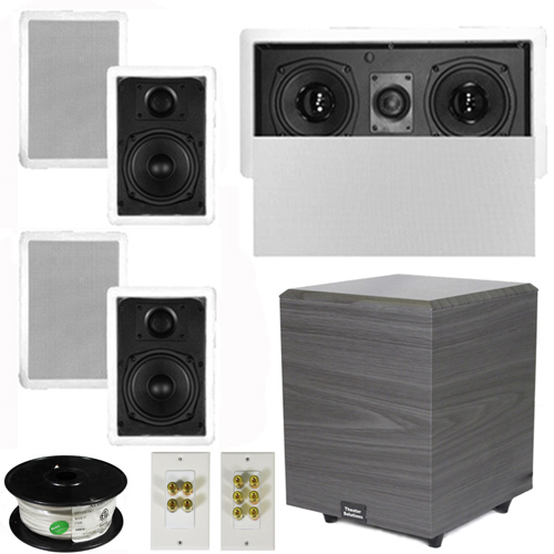 Theater Solutions 5.1 Home Audio Speakers 4 Speakers, 1 Center, 8" Powered Sub and More TS50WL51SET2 at Sears.com