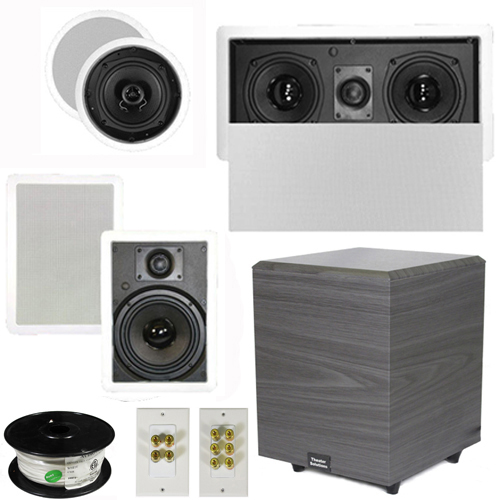 Theater Solutions 5.1 Home Theater 4 Speakers Set with Center, 8" Powered Sub and More TS5C6WL51SET2 at Sears.com