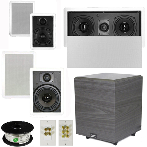 Theater Solutions 5.1 Home Theater 4 Speakers Set with Center, 8" Powered Sub and More TS5W6WL51SET2 at Sears.com