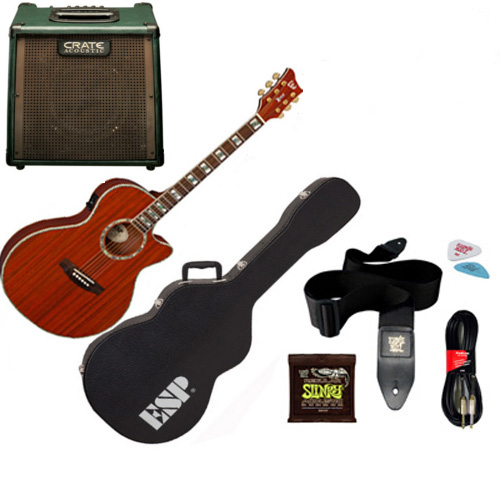 ESP EW-P Acoustic Electric Guitar, Crate CA15 Amp, Case, Cable, Strings, Strap and Picks Set at Sears.com