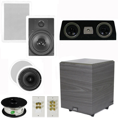 Theater Solutions 5.1 Home Theater 8" and 6.5" Speakers Set with Center, 8" Powered Sub and More TS6C8WC51SET2 at Sears.com