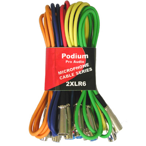Podium Pro 2XLR6 Set of Six 6' Pro Audio Mic / Microphone Cable Male XLR Jack to Female XLR Jack at Sears.com