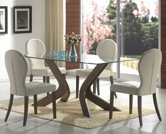 Coaster 5 PC San Vicente Walnut Finish Base with Glass Top Rectangular Dining Table Set at Sears.com