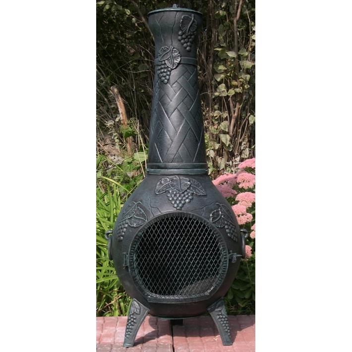The Blue Rooster Grape Style Cast Aluminum Chiminea With Propane Gas Conversion Kit - Antique Green at Sears.com