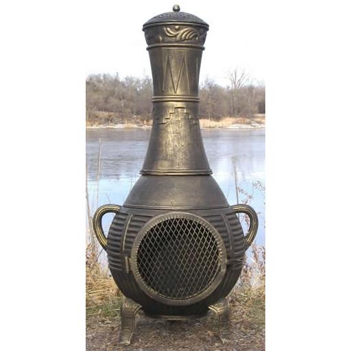 The Blue Rooster Pine Style Cast Aluminum Chiminea With Propane Gas Conversion Kit - Gold Accent at Sears.com