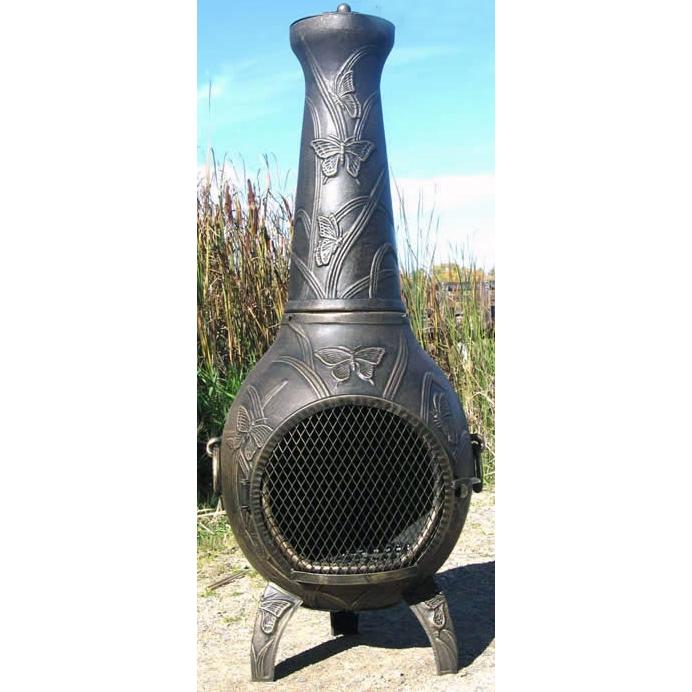 The Blue Rooster Butterfly Style Cast Aluminum Chiminea With Propane Gas Conversion Kit - Gold Accent at Sears.com