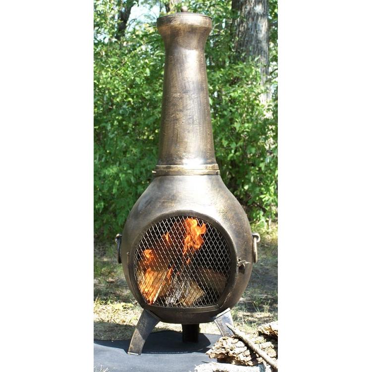 The Blue Rooster Prairie Style Cast Aluminum Chiminea With Natural Gas Conversion Kit - Gold Accent at Sears.com