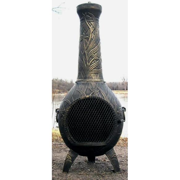 The Blue Rooster Orchid Style Cast Aluminum Chiminea With Natural Gas Conversion Kit - Gold Accent at Sears.com