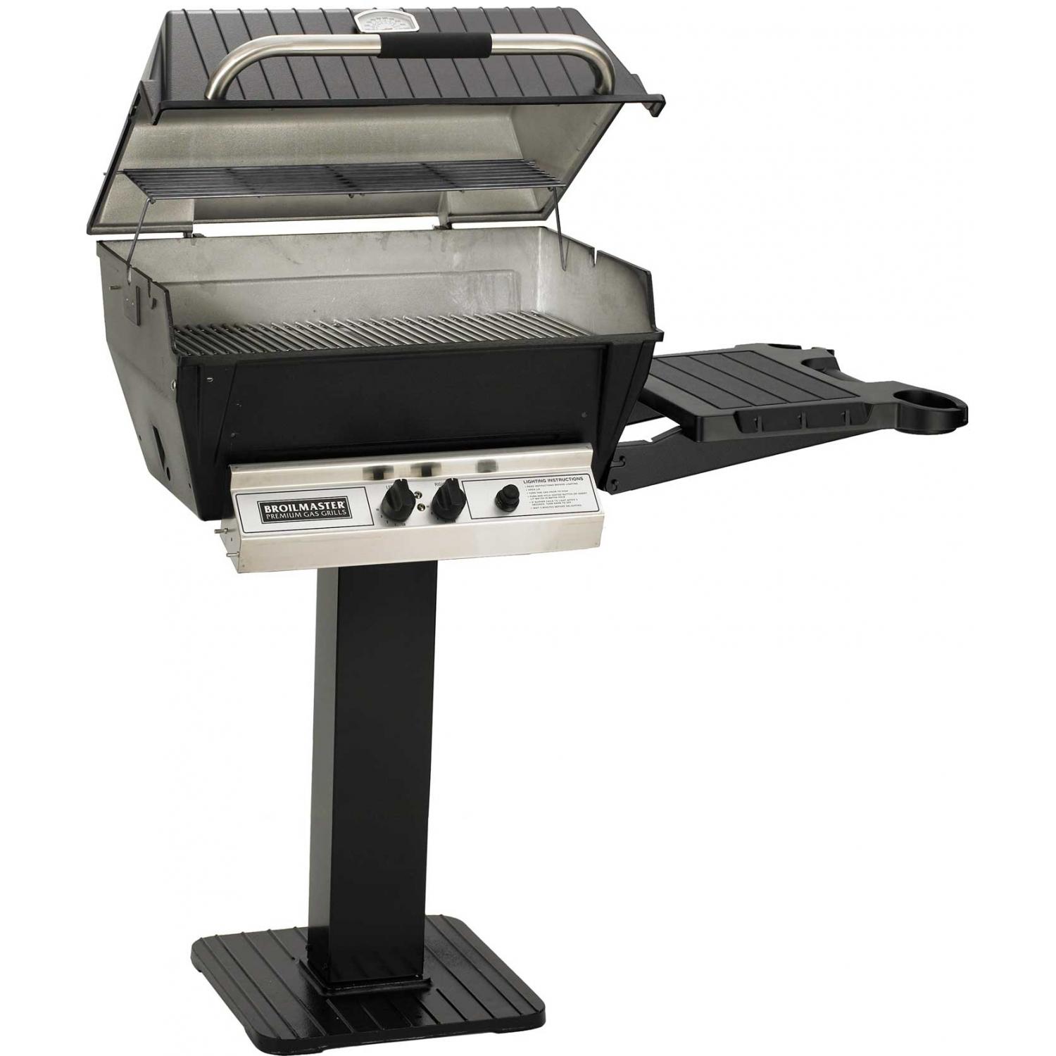 Broilmaster H3 Deluxe Natural Gas Grill On Black Patio Post With Black Drop Down Side Shelf at Sears.com
