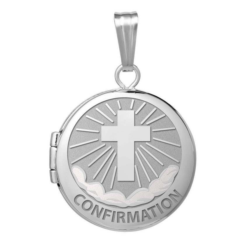 PicturesOnGold.com Sterling Silver Round Picture Confirmation Cross Locket, Sterling Silver, 1 in, size of quarter at Sears.com