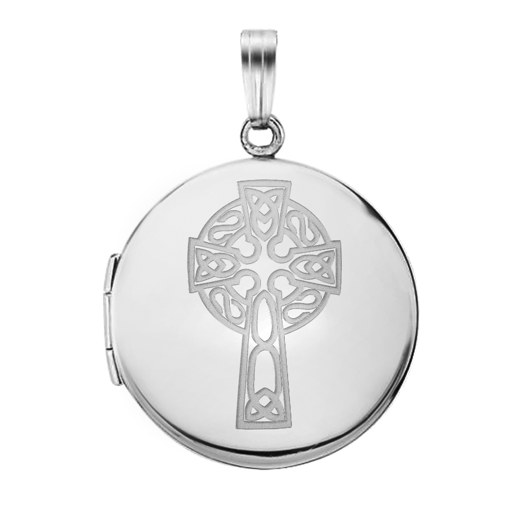 PicturesOnGold.com Sterling Silver Round Celtic Cross Picture Locket, Sterling Silver, 3/4 in, size of nickel at Sears.com