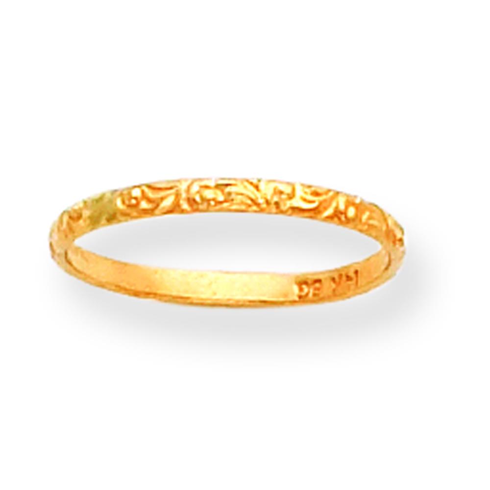 Findingking 14K Yellow Gold Etched Design Ring Childrens Jewelry at Sears.com