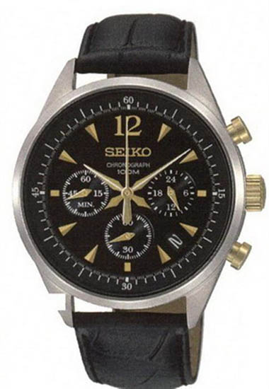 Seiko Men Seiko SSB071  Stainless Steel Case Leather Strap Chronograph Black Dial Date at Sears.com