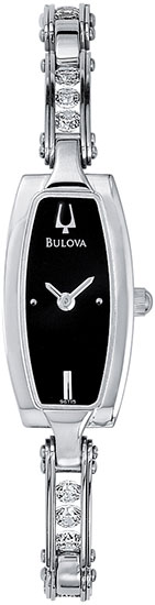 Bulova Women Bulova 96T15 Dress Stainless Steel Crystal Link Bracelet Black Slim Dial at Sears.com