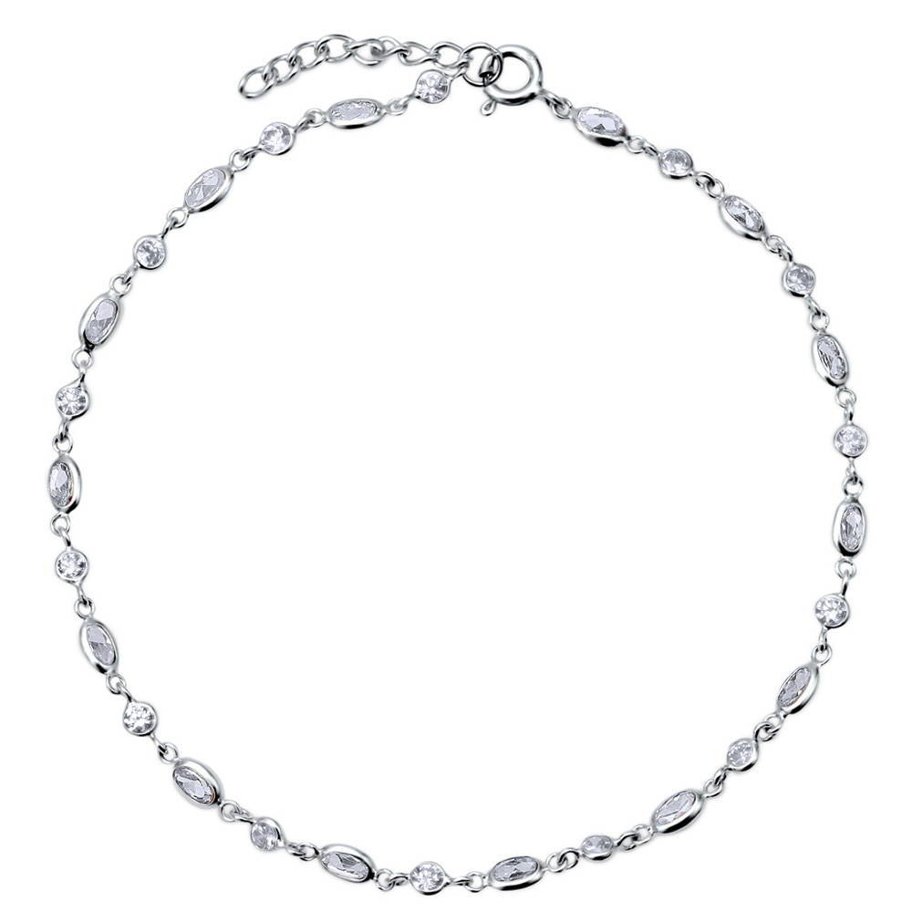 BERRICLE Sterling Silver 925 Multishape Cubic Zirconia CZ Anklet Ankle Bracelet - Jewelry Gift for Birthday, Anniversary, Graduation at Sears.com