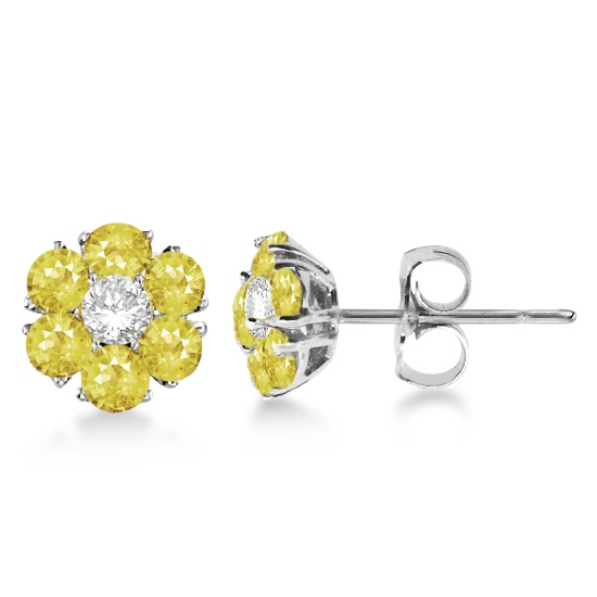 Allurez Yellow and White Diamond Flower Cluster Earrings 14K W Gold (1.20ct) at Sears.com