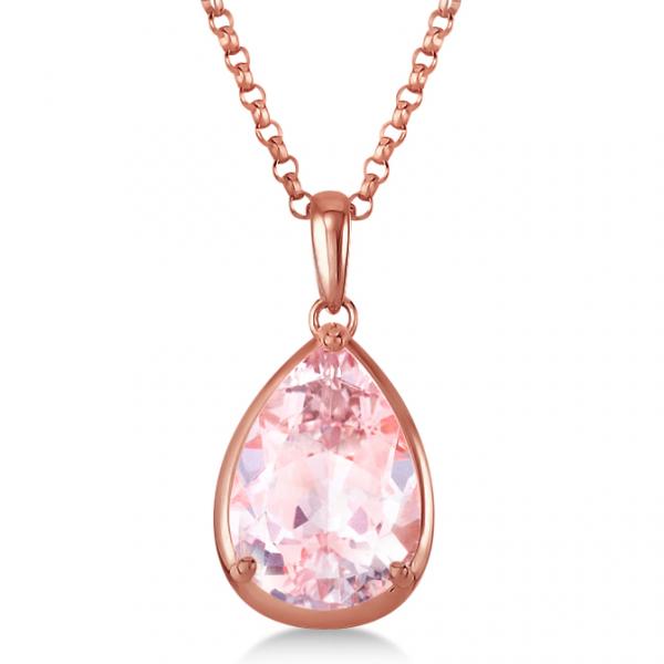 Allurez Pear Solitaire Morganite Pendant Necklace 14K Rose Gold (5.00tct) at Sears.com