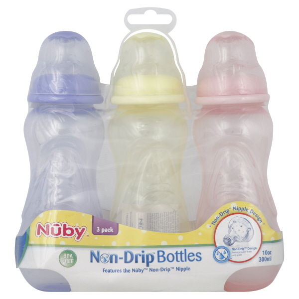 Nuby Infant's 3-Pack Non-Drip Bottles - 10 Ounces