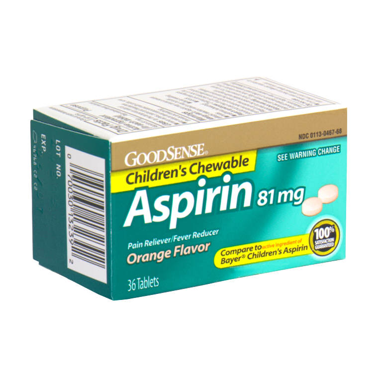 GoodSense Chewable Orange Low Dose Aspirin - 36 Tablets