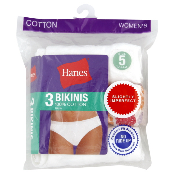 Hanes Women's No Ride Up Cotton Bikini 3Pack