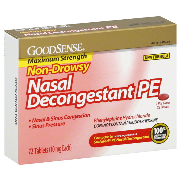 GoodSense Congestion Nasal Decongestant PE - 72 Tablets