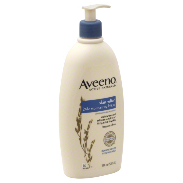 Johnson & Johnson Aveeno Skin Relief Fragrance-Free Moisturizing Lotion for Sensitive Skin, with Natural Shea Butter & Triple Oat Complex, Unscent