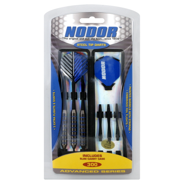 Nodor Striped Steel Tip Dart Set - Metallic - With Slim, Convenient Carry Case and Spare Flights and Shafts
