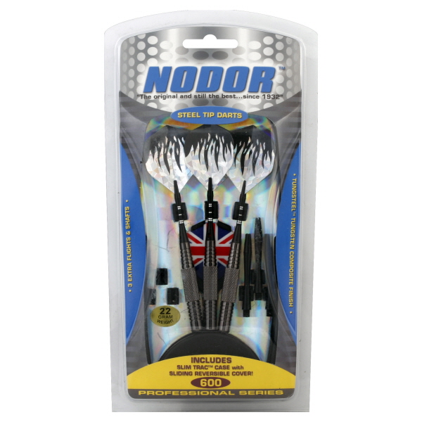 Nodor Professional Series 600 Tungseel Tungsten Steel Tip Dart Set includes Flights, Shafts, and Case