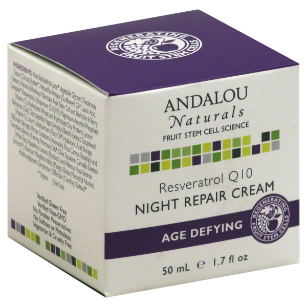 Andalou Naturals Resveratrol Q10 Night Repair Cream, 1.7 ounces