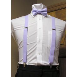 Spencer J's Lavender / Lilac Matching Bow Tie and Suspender set 1" Men's X Back Clip Spencer J's