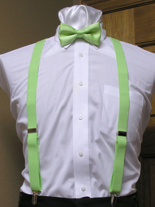 Tuxedo Park Lime Green Matching Bow Tie and Suspender set 1" Men's X