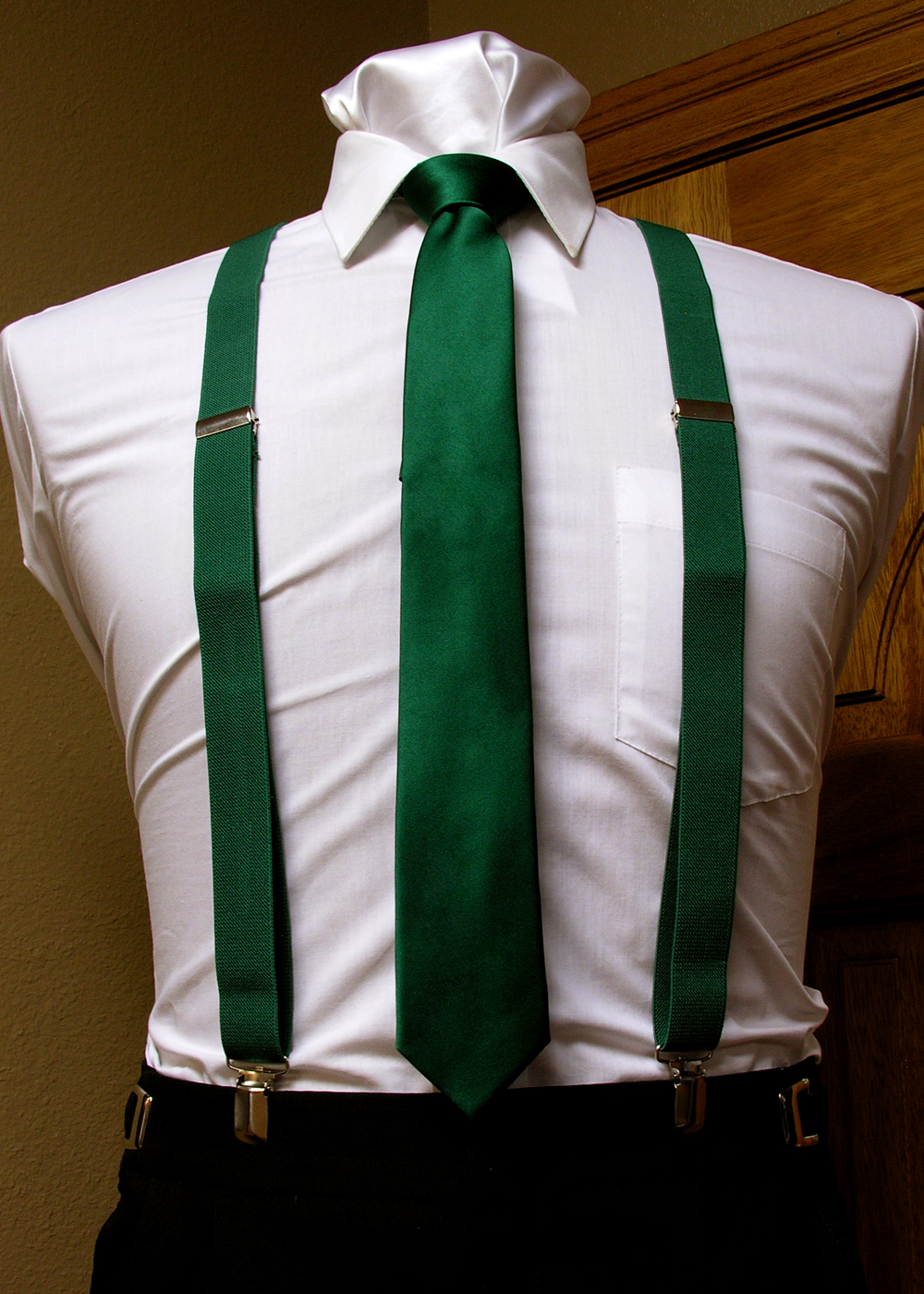 Forest / Emerald Green Matching Suspender and Skinny tie 1" Men's X