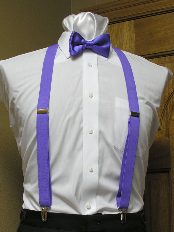 Tuxedo Park Purple Matching Bow Tie and Suspender set 1" Men's X Back Clip