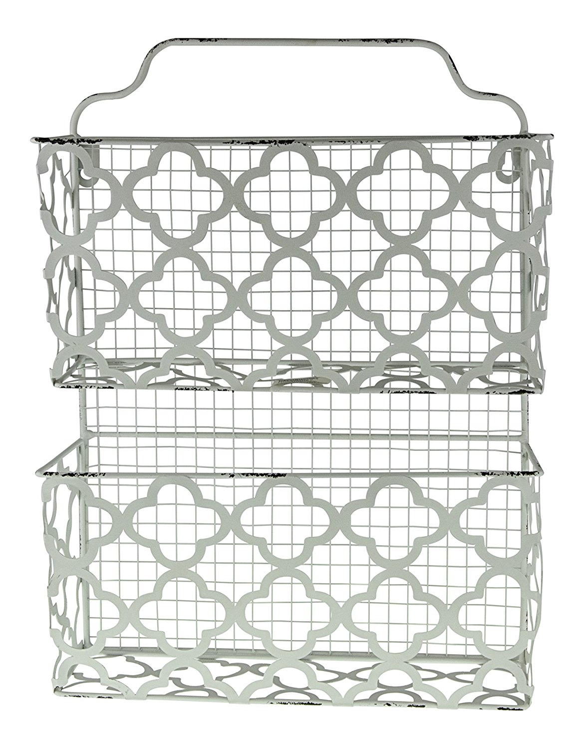 Frm H H864 Wht Decor Works Two Tier Decorative Metal Wall Filing
