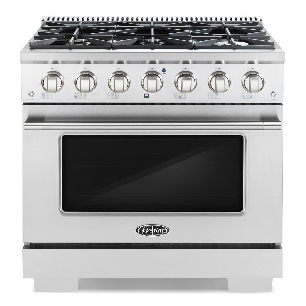 Cosmo Commercial-Style 36 in. 4.5 cu. ft. Gas Range with 6 Italian Burners and Heavy Duty Cast Iron Grates in Stainless Steel