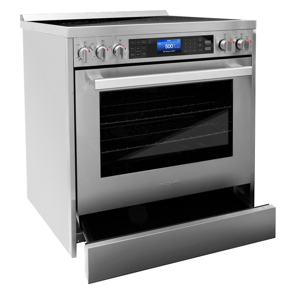 Cosmo Commercial-Style 30 in. 5 cu. ft. 5 Burner Electric Range with Self-Cleaning Convection Oven in Stainless Steel