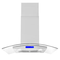 Cosmo Appliances Cosmo 36 in. 380 CFM Ducted Island Range Hood with with Tempered Glass, LCD Display, Permanent Filters & LED Lighting