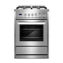 Cosmo Appliances Cosmo 24 in. 2.73 cu. ft. Single Oven Gas Range with 4 Burner Cooktop and Heavy Duty Cast Iron Grates in Stainless Steel