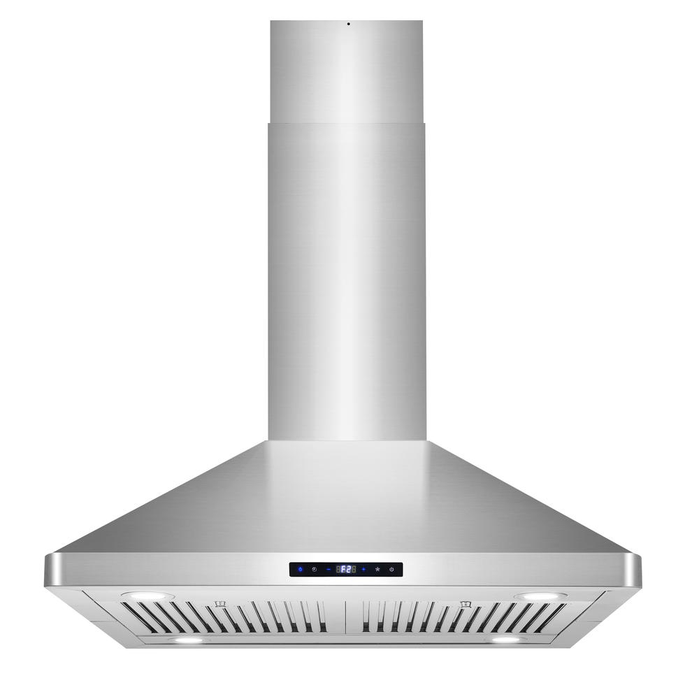 Cosmo 30-in Ducted Stainless Steel Island Range Hood with LED Lighting and LCD Touch Panel