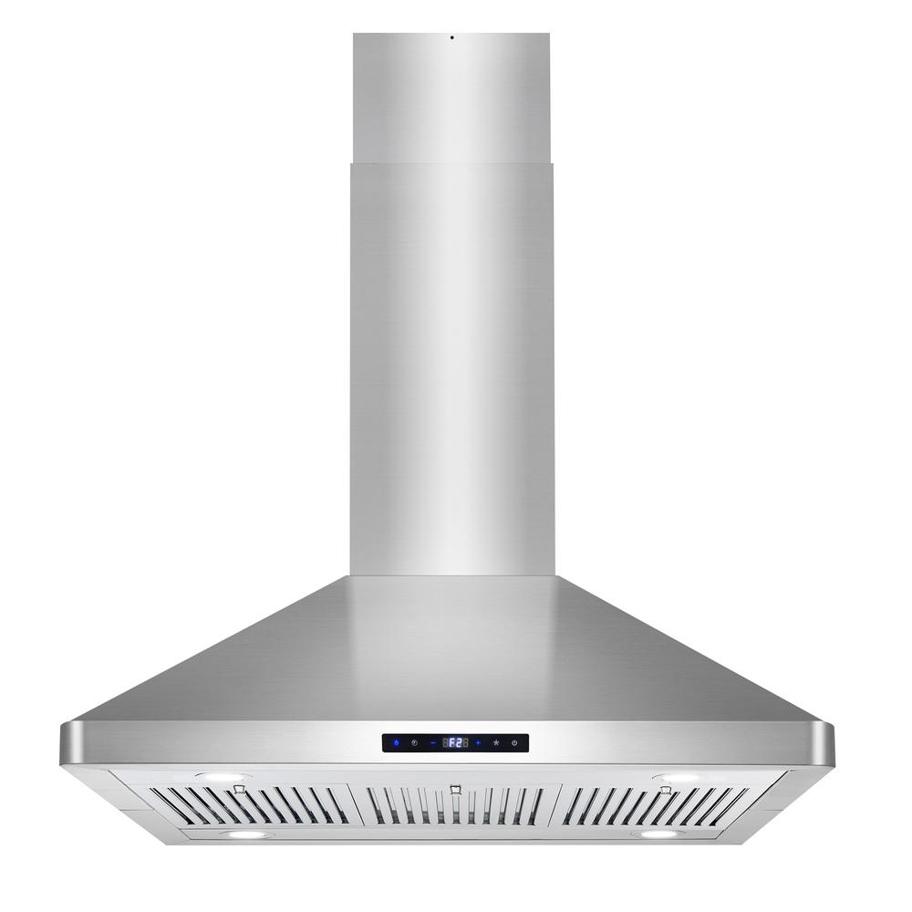 Cosmo 36-in Ducted Stainless Steel Island Range Hood with LED Lighting and LCD Touch Display