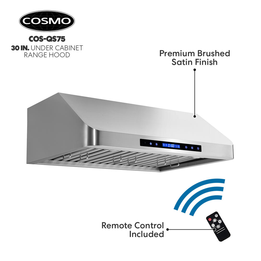 Cosmo 30 in. 500 CFM Ducted Under Range Hood with LCD Display