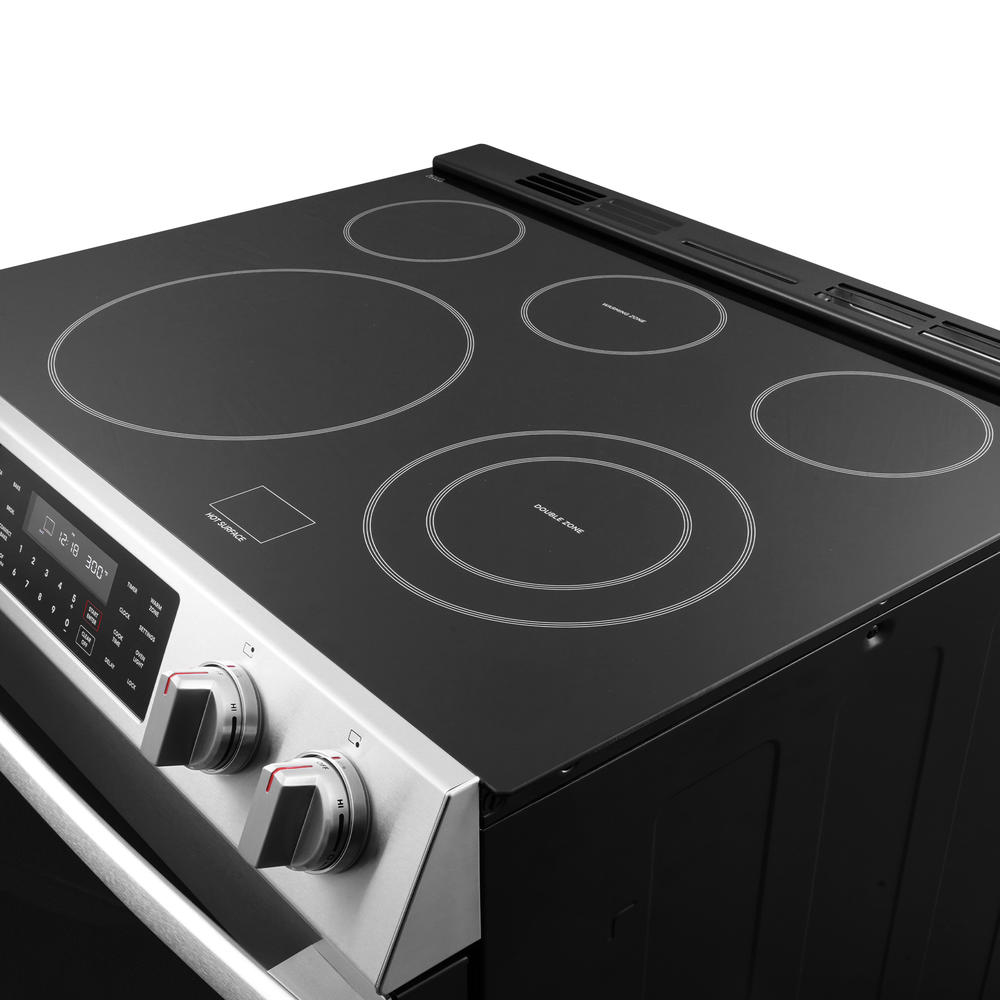 Cosmo Commercial Style 30 in. 6.3 cu. ft. Electric Range with 5 Burner Glass Cooktop and Self Clean Air Fry Oven in Stainless Steel