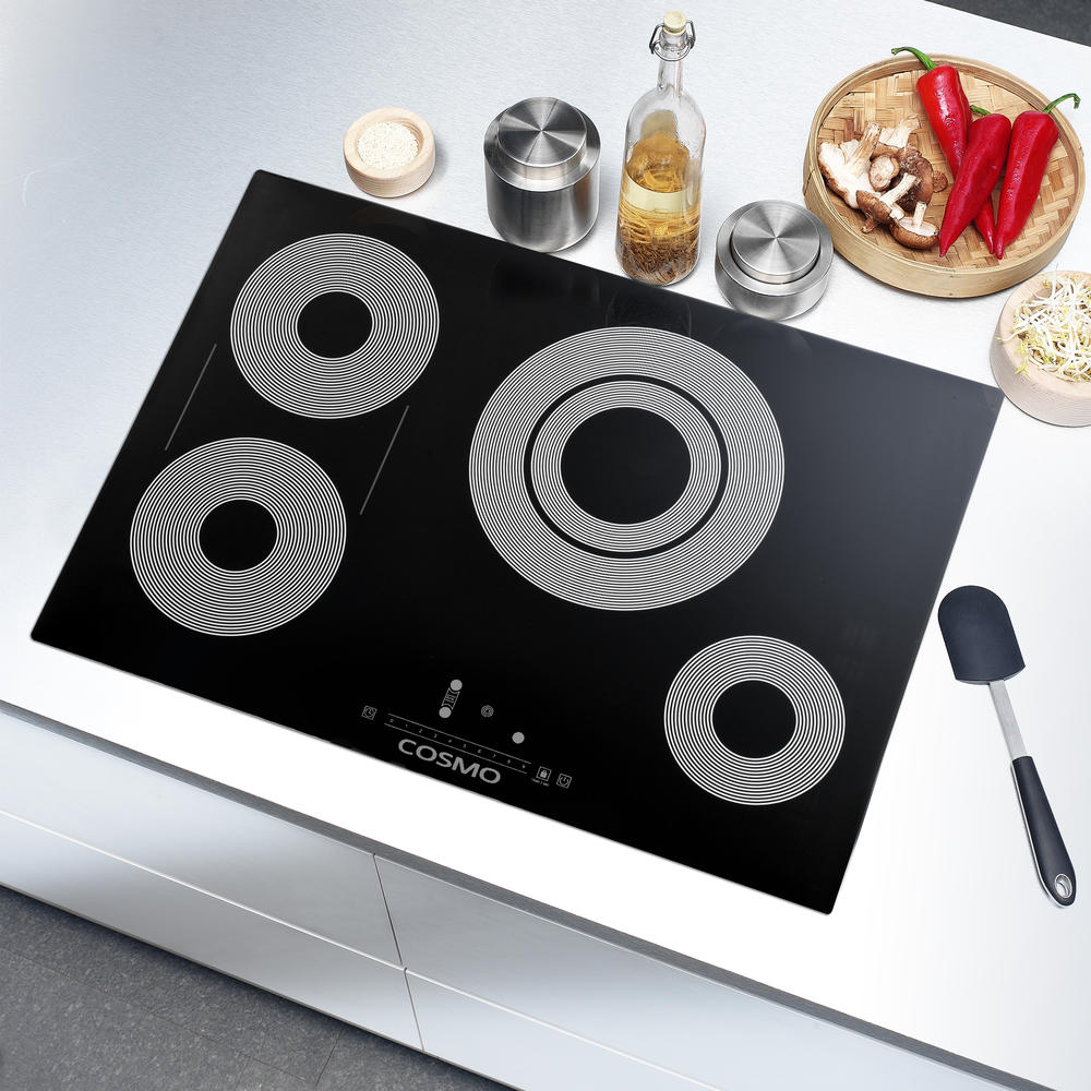 Cosmo 30 in. Electric Ceramic Glass Cooktop with 4 Burners, Triple Zone ...