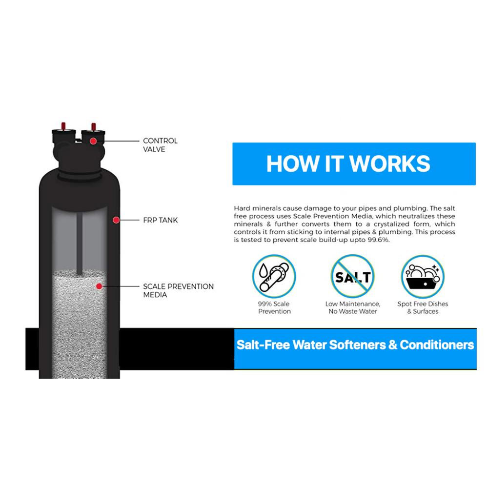 Premier Water Systems Anti-Scale Salt Free Water Conditioner 15 GPM + Whole House Backwashing Carbon Filter Tank System