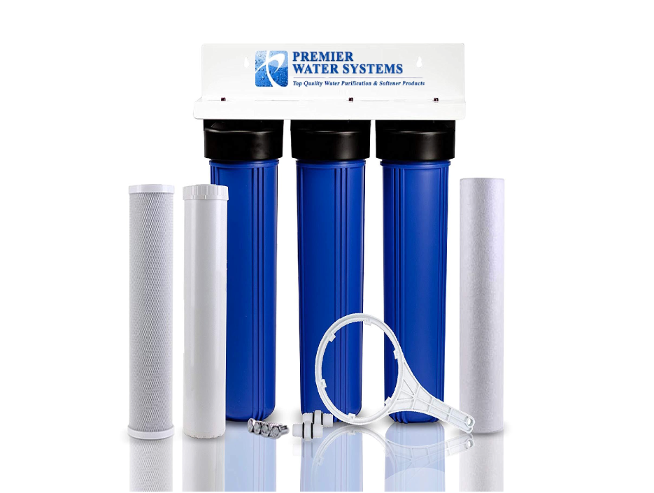 Premier Water Systems TRIPLE SLIM BIG BLUE 2.5" x 20" WATER FILTER SYSTEM + SEDIMENT/GAC/CARBON BLOCK FILTERS
