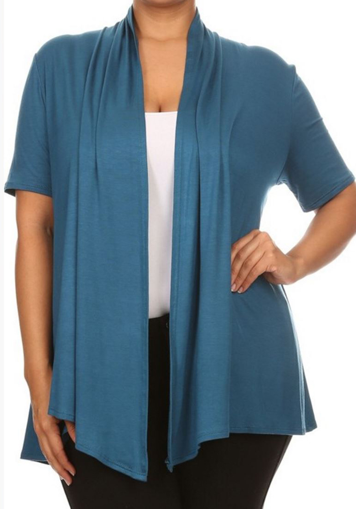 women's plus short sleeve cardigan