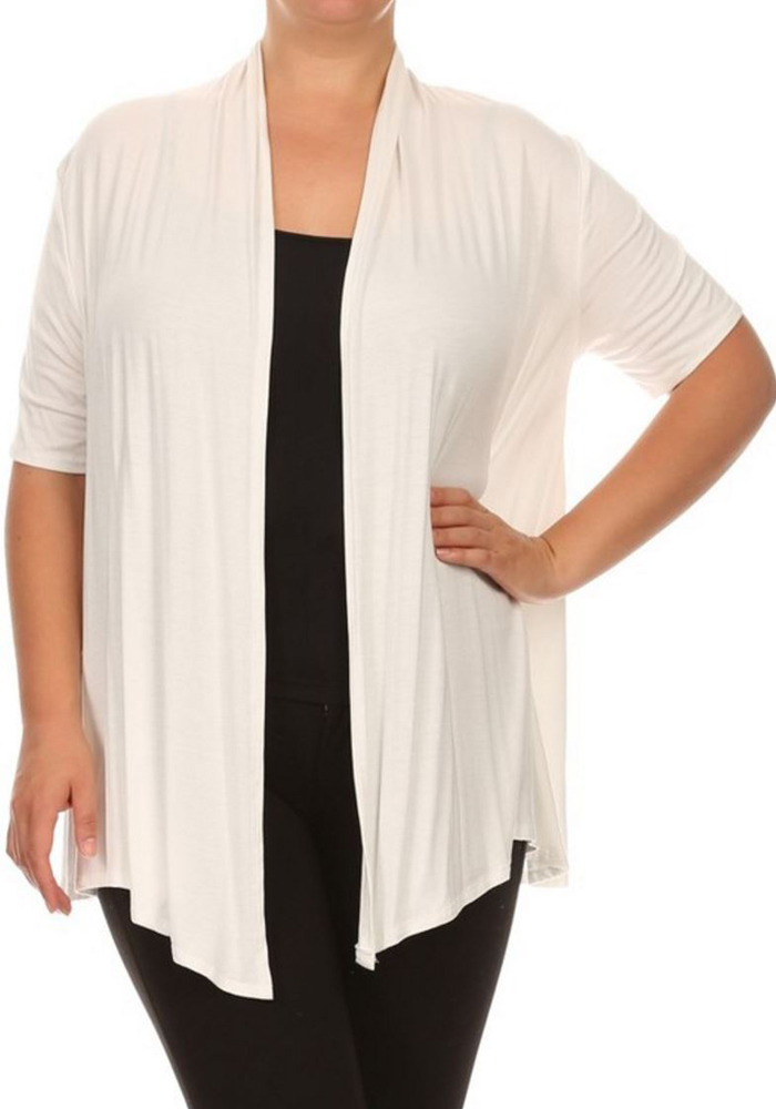 short sleeve cotton cardigan plus size