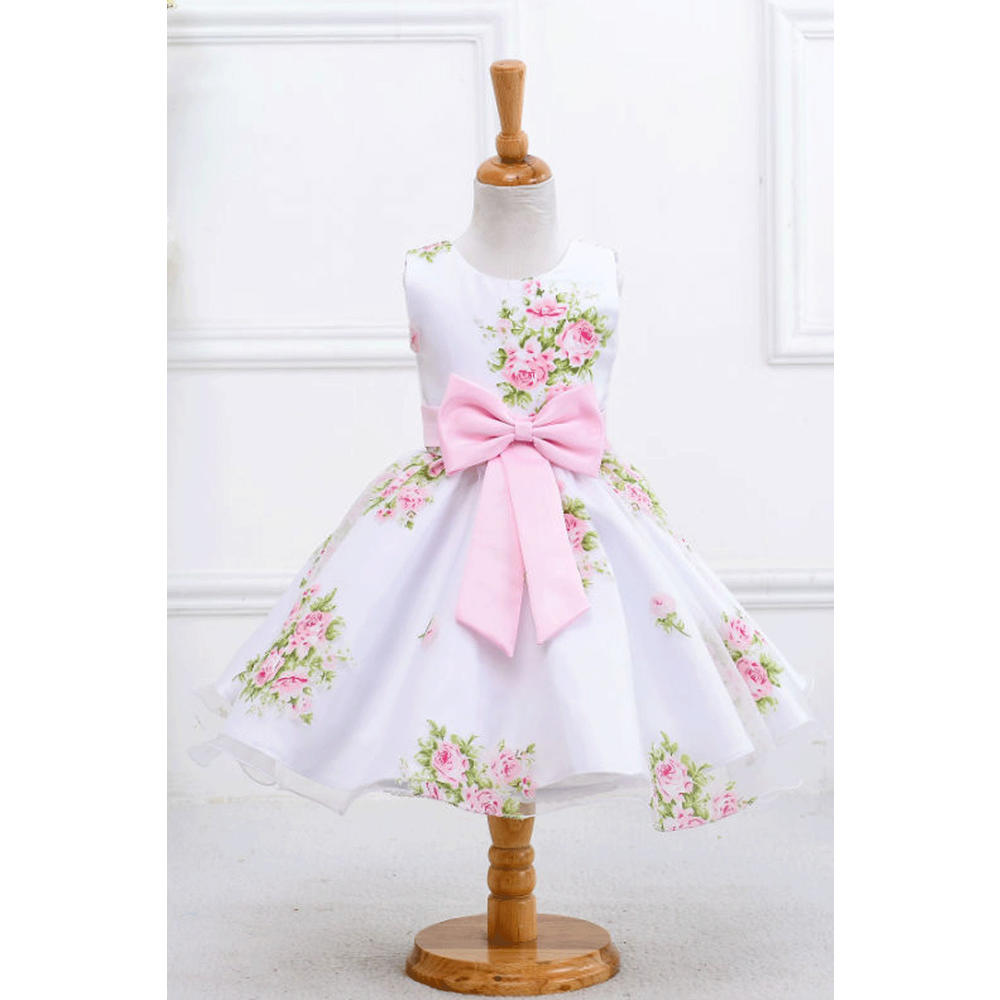 KettyMore Toddler Girls Floral Printed Bow Waist Party Dress